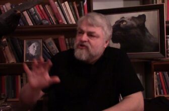 Меняйлов что то рассказывает жестикулируя, на фоне библиотеки