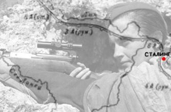 Карта наступления на фоне которой снайпер